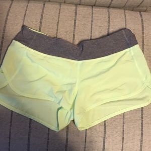 Neon green/yellow Lululemon speed shorts size 8